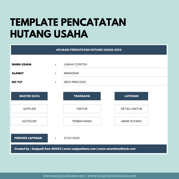 Template Pencatatan Hutang Usaha untuk Excel & Google Sheets