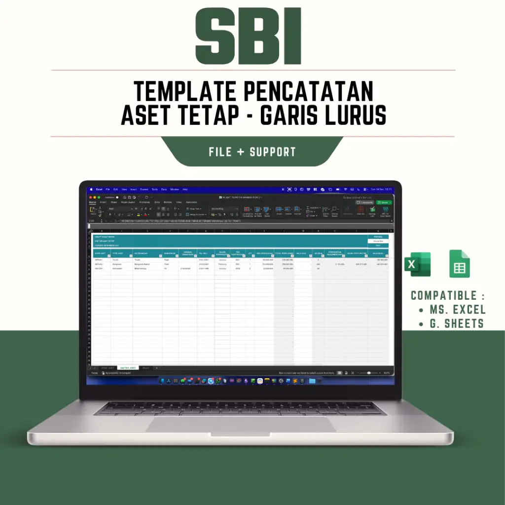 pencatatan aset tetap (excel & gsheets) pencatatan aset tetap (excel & gsheets)